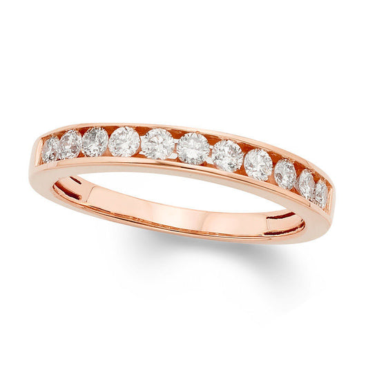 0.50 CT. T.W. Certified Natural Diamond Wedding Band in Solid 14K Rose Gold (I/I1)