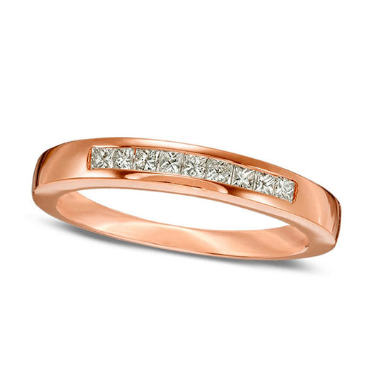 0.25 CT. T.W. Certified Princess-Cut Natural Diamond Nine Stone Anniversary Band in Solid 14K Rose Gold (I/I1)