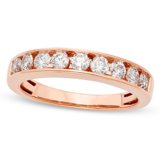 0.75 CT. T.W. Certified Natural Diamond Nine Stone Anniversary Band in Solid 14K Rose Gold (I/I1)