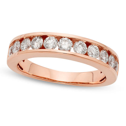 0.50 CT. T.W. Certified Natural Diamond Eleven Stone Anniversary Band in Solid 14K Rose Gold (I/I1)