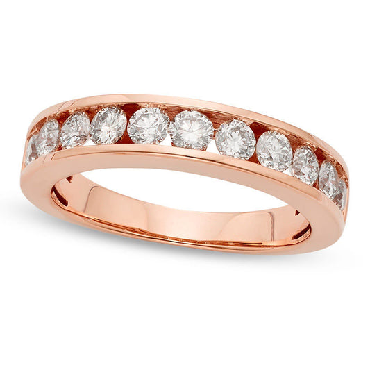 0.50 CT. T.W. Certified Natural Diamond Eleven Stone Anniversary Band in Solid 14K Rose Gold (I/I1)