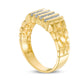 Men's 0.25 CT. T.W. Natural Diamond Four Row Nugget Ring in Solid 10K Yellow Gold