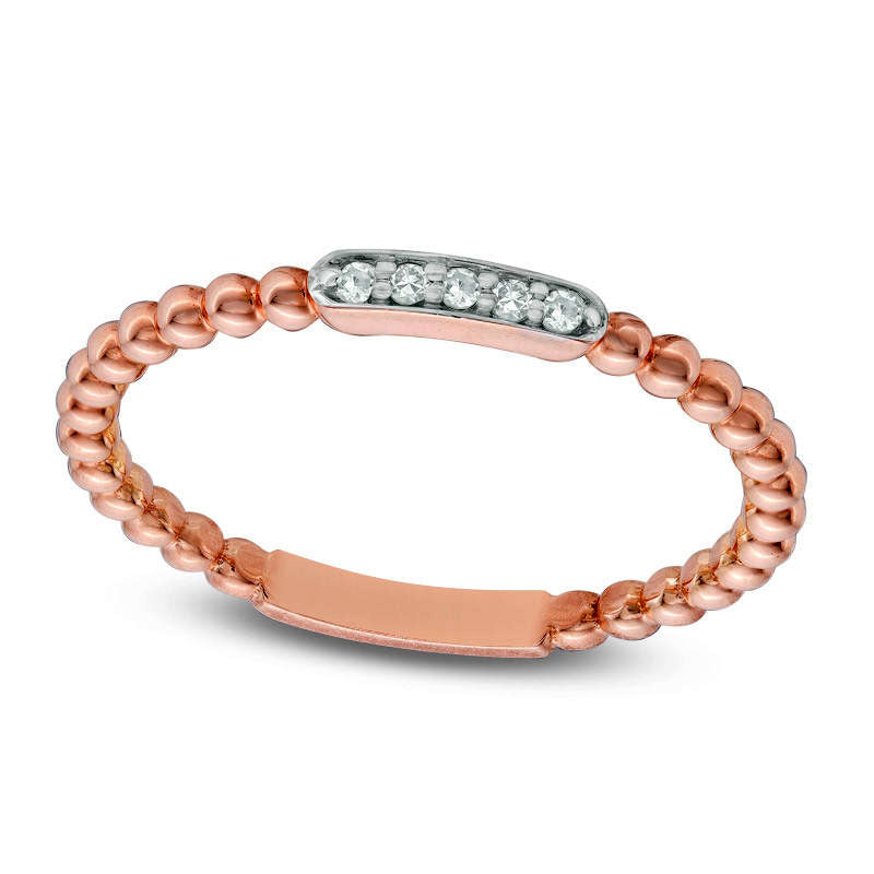 0.05 CT. T.W. Natural Diamond Beaded Anniversary Band in Solid 10K Rose Gold