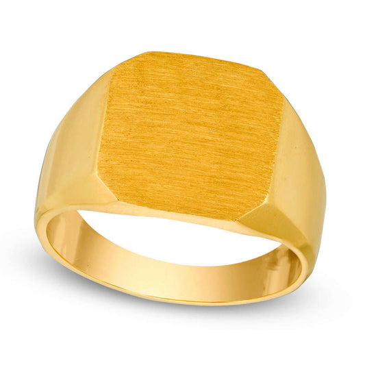 Men's Satin Signet Ring in Solid 10K Yellow Gold