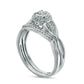0.20 CT. T.W. Composite Natural Diamond Flower Frame Bridal Engagement Ring Set in Sterling Silver