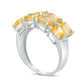 Sideways Oval Citrine and Natural Diamond Accent Double Row Ring in Sterling Silver