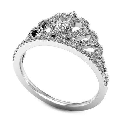 0.33 CT. T.W. Natural Diamond Heart Crown Ring in Solid 10K White Gold