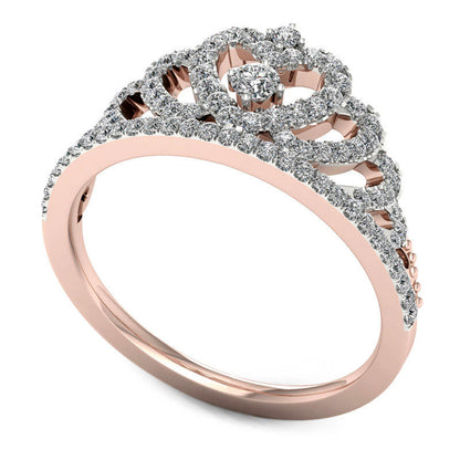 0.33 CT. T.W. Natural Diamond Heart Crown Ring in Solid 10K Rose Gold