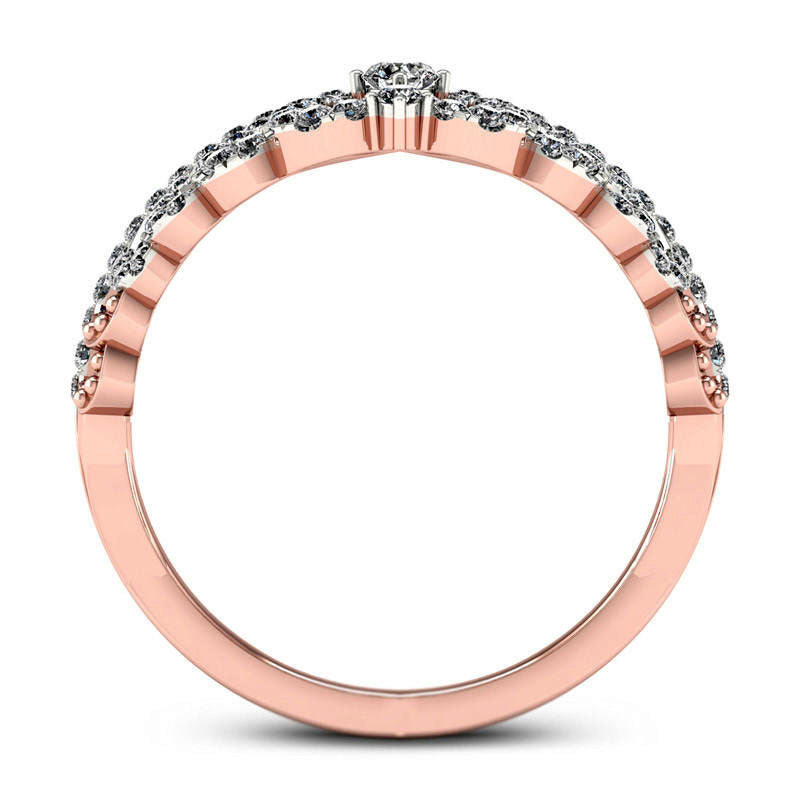 0.33 CT. T.W. Natural Diamond Heart Crown Ring in Solid 10K Rose Gold