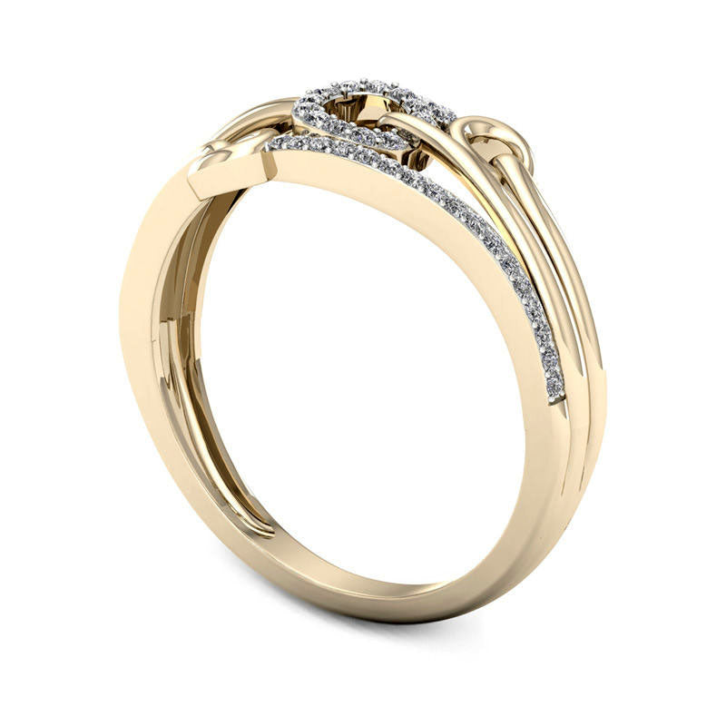 0.13 CT. T.W. Natural Diamond Triple Circle Multi-Row Ring in Solid 10K Yellow Gold