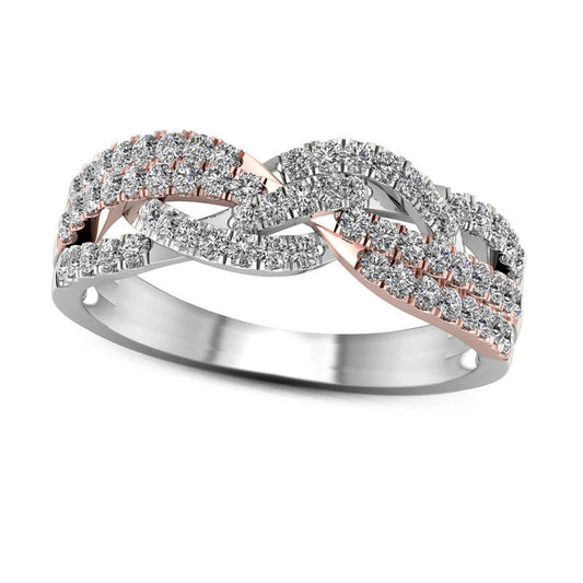 0.50 CT. T.W. Natural Diamond Braided Ring in Solid 10K Two-Tone Gold