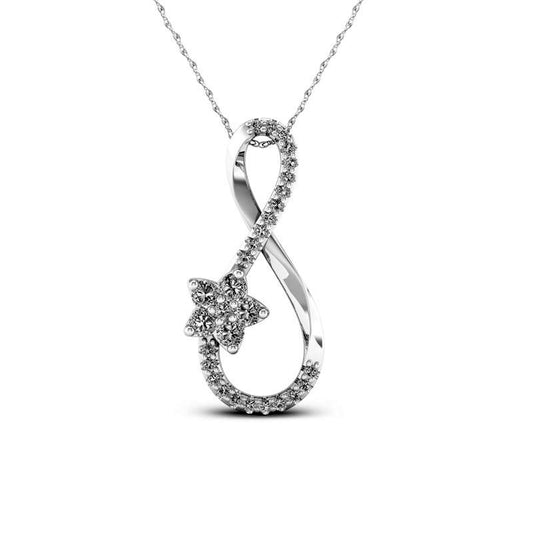 0.2 CT. T.W. Natural Diamond Star Infinity Pendant in 10K White Gold
