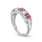 Quad Lab-Created Ruby Three Stone Ring in Sterling Silver