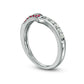 Lab-Created Ruby and White Sapphire Chevron Band in Sterling Silver
