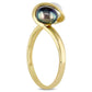 5.5 - 6.0mm Button White and Dyed Black Cultured Freshwater Pearl Bypass Ring in Solid 10K Yellow Gold
