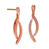 0.2 CT. T.W. Diamond Bypass Marquise Drop Earrings in Sterling Silver with 10K Rose Gold Plate
