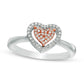 0.17 CT. T.W. Composite Natural Diamond Heart Frame Ring in Sterling Silver and Solid 10K Rose Gold - Size 7