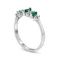 Marquise Emerald and 0.17 CT. T.W. Natural Diamond Seven Stone Illusion Anniversary Ring in Solid 14K White Gold