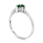 Marquise Emerald and Natural Diamond Accent Three Stone Leaf Ring in Solid 14K White Gold