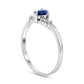 Pear-Shaped Blue Sapphire and 0.07 CT. T.W. Natural Diamond Chevron Ring in Solid 14K White Gold