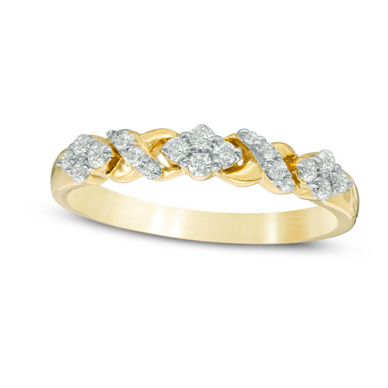 0.25 CT. T.W. Natural Diamond "XO" Band in Solid 10K Yellow Gold