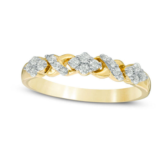 0.25 CT. T.W. Natural Diamond "XO" Band in Solid 10K Yellow Gold