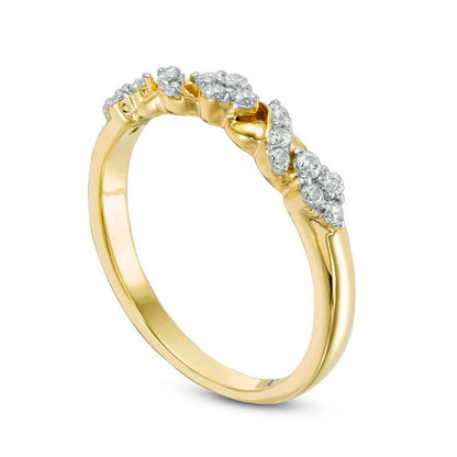 0.25 CT. T.W. Natural Diamond "XO" Band in Solid 10K Yellow Gold