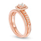 0.50 CT. T.W. Emerald-Cut Natural Diamond Double Frame Chevron Bridal Engagement Ring Set in Solid 10K Rose Gold - Size 7