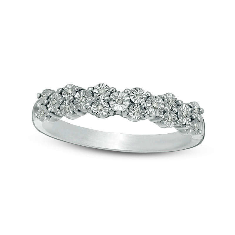 0.05 CT. T.W. Natural Diamond Alternating Band in Solid 10K White Gold