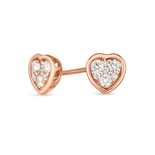 0.25 CT. T.W. Composite Diamond Heart Stud Earrings in 10K Rose Gold