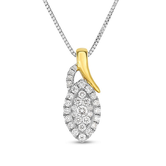 0.2 CT. T.W. Composite Natural Diamond Marquise Frame Pendant in 10K Two-Tone Gold