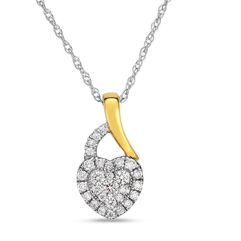 0.17 CT. T.W. Composite Natural Diamond Heart Pendant in 10K Two-Tone Gold