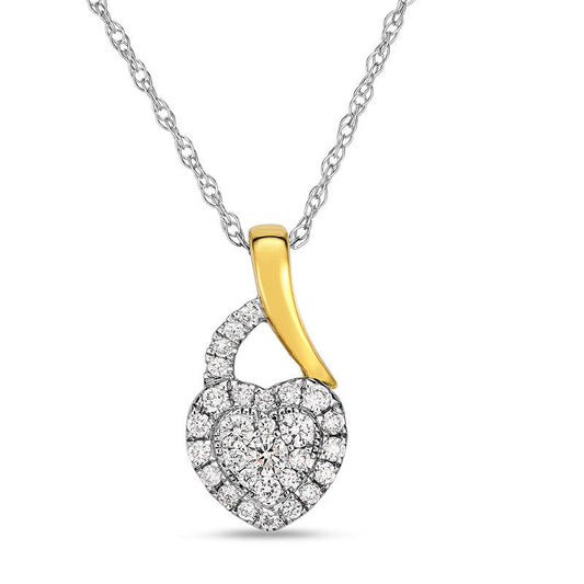 0.17 CT. T.W. Composite Natural Diamond Heart Pendant in 10K Two-Tone Gold