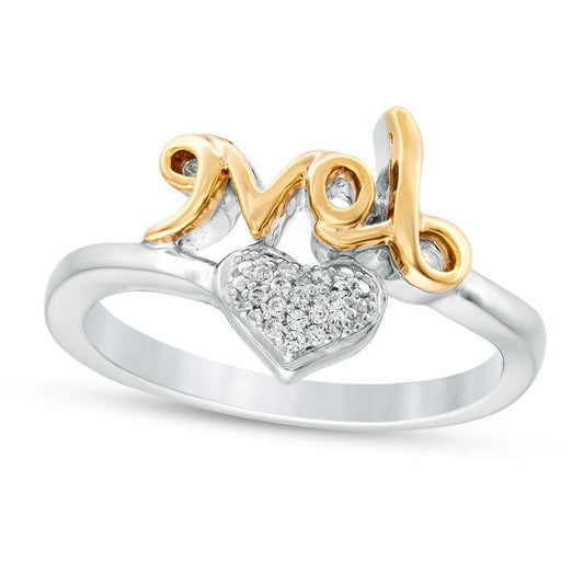0.05 CT. T.W. Composite Natural Diamond Heart "Love" Ring in Sterling Silver and Solid 10K Yellow Gold