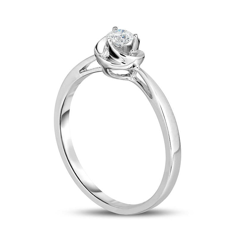 0.17 CT. Natural Clarity Enhanced Diamond Solitaire Swirl Promise Ring in Solid 10K White Gold