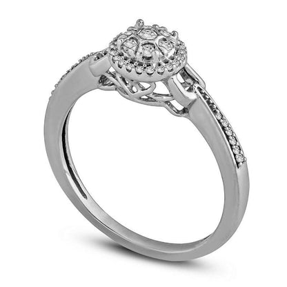 0.13 CT. T.W. Composite Natural Diamond Frame Promise Ring in Solid 10K White Gold