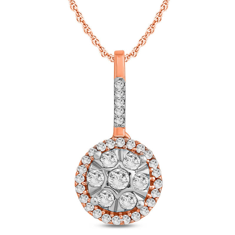0.17 CT. T.W. Composite Natural Diamond Frame Pendant in 10K Rose Gold