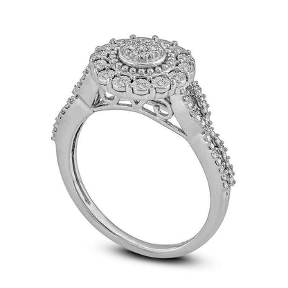 0.10 CT. T.W. Composite Natural Diamond Frame Twist Ring in Sterling Silver
