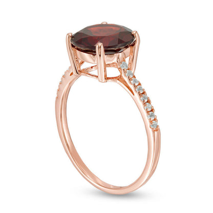 9.0mm Garnet and White Topaz Ring in Sterling Silver with Solid 14K Rose Gold Plate
