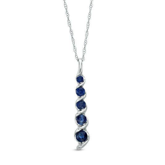 Journey Blue Sapphire Cascading Pendant in 10K White Gold