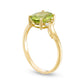 Oval Peridot and Natural Diamond Accent Bypass Swirl Shank Ring in Solid 10K Yellow Gold