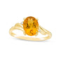 Oval Citrine and Natural Diamond Accent Bypass Swirl Shank Ring in Solid 10K Yellow Gold