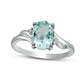 Oval Aquamarine and Natural Diamond Accent Bypass Swirl Shank Ring in Solid 10K White Gold