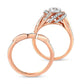 1.38 CT. T.W. Natural Diamond Loose Knot Frame Bridal Engagement Ring Set in Solid 14K Rose Gold