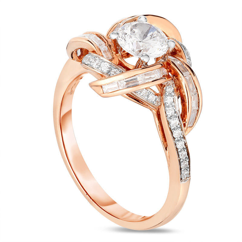 1.25 CT. T.W. Natural Diamond Loose Knot Frame Engagement Ring in Solid 14K Rose Gold