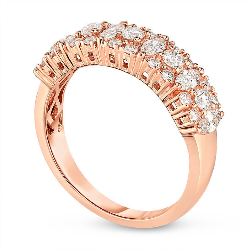 1.0 CT. T.W. Marquise and Round Natural Diamond Alternating Band in Solid 14K Rose Gold