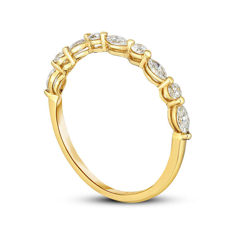 0.25 CT. T.W. Marquise and Round Natural Diamond Alternating Stackable Band in Solid 14K Gold