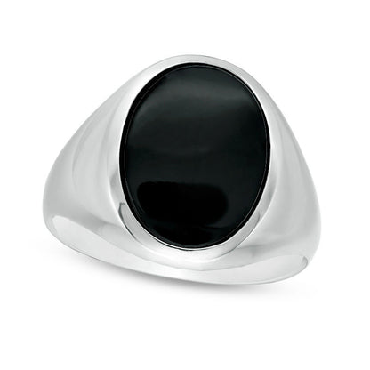 Men's Oval Onyx Signet Ring in Sterling Silver