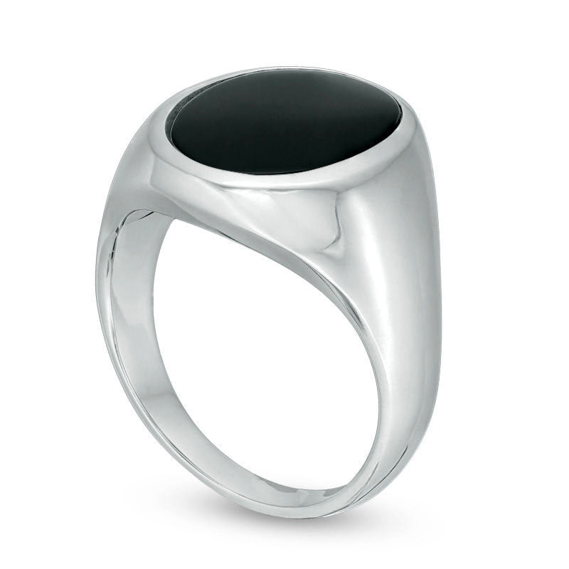 Men's Oval Onyx Signet Ring in Sterling Silver