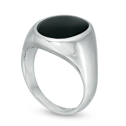 Men's Oval Onyx Signet Ring in Sterling Silver